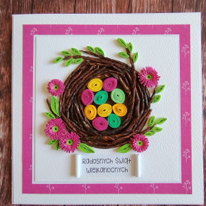 Kartka na Wielkanoc - gniazdko I - quilling
