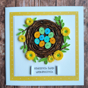 Kartka na Wielkanoc - gniazdko III - quilling
