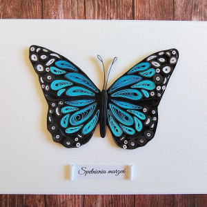 Kartka - NIEBIESKI MOTYL - quilling