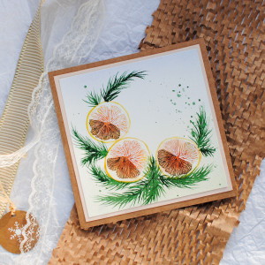Kartka odręcznie malowana Eko Pomarańcze