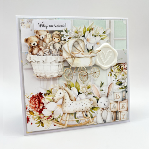 Kartka okolicznościowa ręcznie robiona – NARODZINY handmade 002