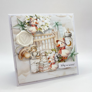Kartka okolicznościowa ręcznie robiona – NARODZINY handmade 005