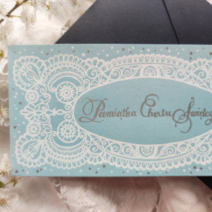 kartka pamiątka Chrztu Świętego KORONKOWA