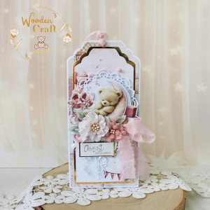Kartka, pamiątka na chrzest "BabyUniverseGirl" GOTOWA