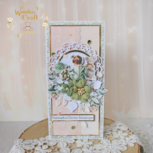 Kartka, pamiątka na chrzest, roczek, narodziny "PeachBabyGirl" GOTOWA