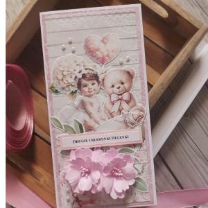 Kartka personalizowana dla dziewczynki, urodziny lub chrzest