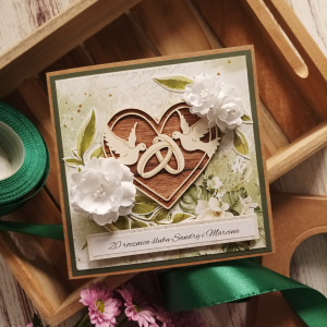 Kartka personalizowana rocznica ślubu, dowolna, zieleń i biel