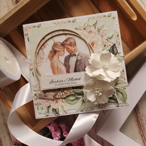 Kartka personalizowana ślubna w pudełku, biała