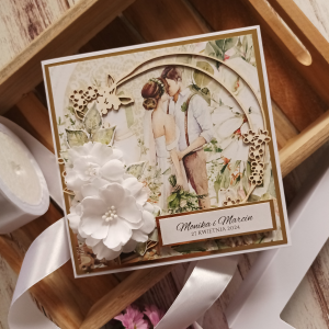 Kartka personalizowana ślubna, w pudełku, wianek