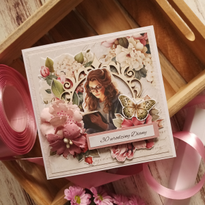 Kartka personalizowana urodzinowa, dziewczyna, różowa