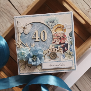 Kartka personalizowana urodzinowa, niebieska, w pudełku
