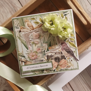 Kartka personalizowana, urodzinowa, zielona w pudełku