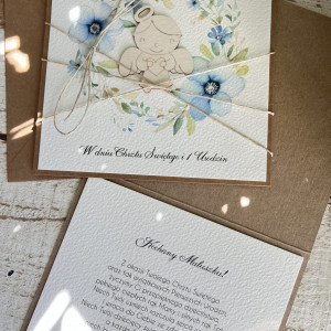 Kartka ręcznie robiona kartka na chrzest i roczek jednocześnie KCR-001