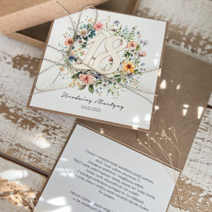 Kartka ręcznie robiona na 18 urodziny + piękne życzenia KU18-175