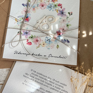 Kartka ręcznie robiona na 18 urodziny + piękne życzenia KU18-675