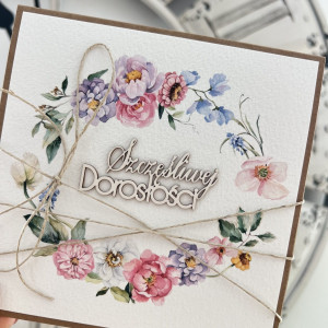 Kartka ręcznie robiona na 18 urodziny + piękne życzenia KU18-967