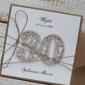 Kartka ręcznie robiona na 30 urodziny + piękne życzenia KU30-008