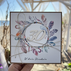 Kartka ręcznie robiona na 30 urodziny + piękne życzenia KU30-654