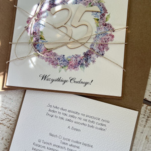 Kartka ręcznie robiona na 35 urodziny + piękne życzenia KU30-001