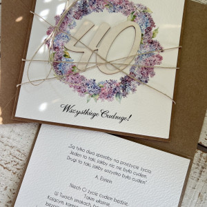 Kartka ręcznie robiona na 40 urodziny + piękne życzenia KU40-012-A