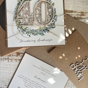 (kopia) Kartka ręcznie robiona na 40 urodziny + piękne życzenia KU40-424