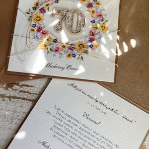 Kartka ręcznie robiona na 70 urodziny + piękne życzenia KU70-069