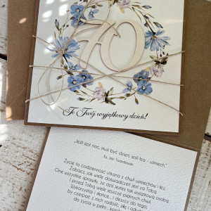 Kartka ręcznie robiona na 70 urodziny + piękne życzenia KU70-098