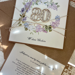 Kartka ręcznie robiona na 80 urodziny + piękne życzenia KU80-029