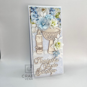 Kartka ręcznie robiona na Chrzest Święty z pudełkiem 02 | Craftvena