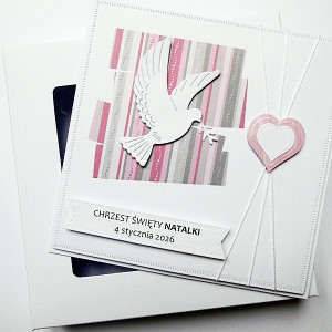 Kartka ręcznie robiona na Chrzest z gołębicą