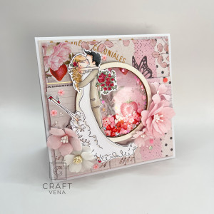 Kartka ręcznie robiona na Ślub z shakerem i złoceniem 005  | Craftvena