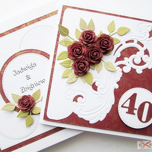 Kartka Rocznica Ślubu - rubinowe róże