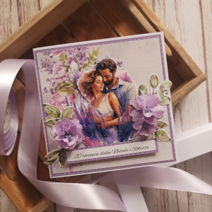 Kartka rocznicowa lub ślubna, personalizowana, pamiątka w pudełku