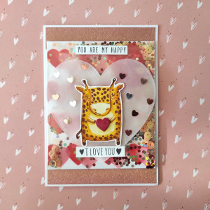 Kartka shaker walentynkowa z  Żyrafką