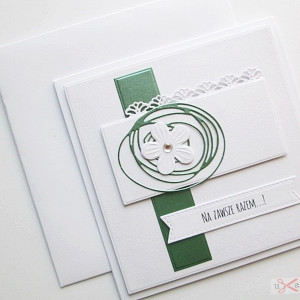 Kartka ślubna biało-zielona #1