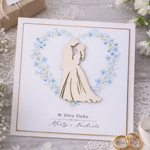 Kartka ślubna Blue love pudełko wraz z kopertą nr K17