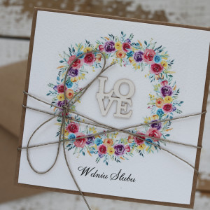 Kartka ślubna boho LOVE bez życzeń