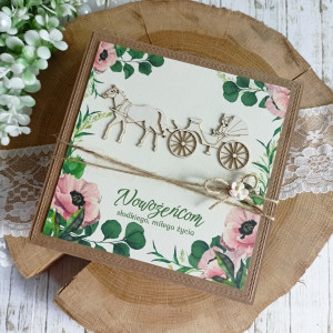 Kartka ślubna Boho z Karetą