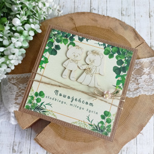 Kartka ślubna Boho z Misiami