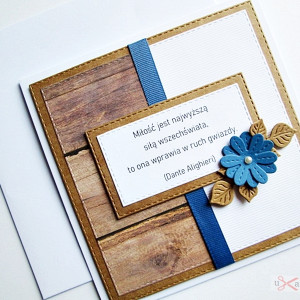 Kartka Ślubna brązowo-granatowa
