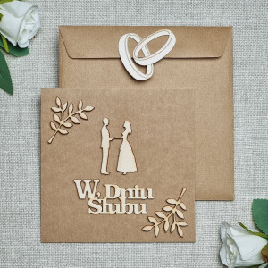 Kartka ślubna, drewniane dekoracje - GW2