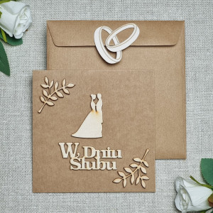 Kartka ślubna, drewniane dekoracje - GW4