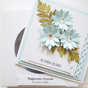 Kartka Ślubna - jasnoniebieskie kwiaty