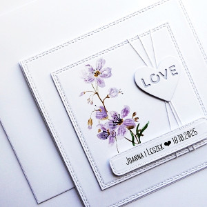 Kartka ślubna minimalistyczna w bieli na ślub