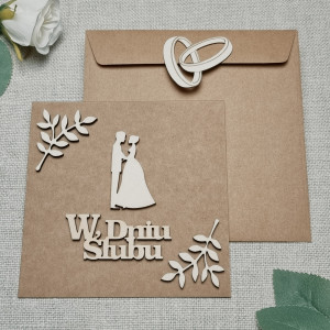 Kartka ślubna PERSONALIZOWANA drewno kraft pamiątka ślubu GW4