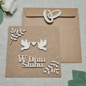 Kartka ślubna PERSONALIZOWANA drewno kraft pamiątka ślubu GW5