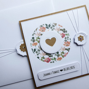 Kartka ślubna ręcznie robiona stylowa personalizowana z życzeniami
