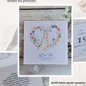 Kartka ślubna ręcznie robiona w pudełku
