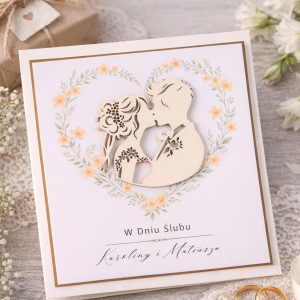 Kartka ślubna Romantyczny wianek nr K15