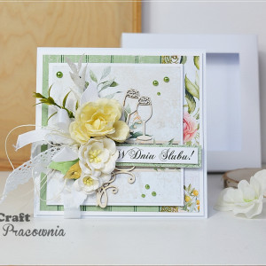 Kartka ślubna - rustykalna z kwiatami